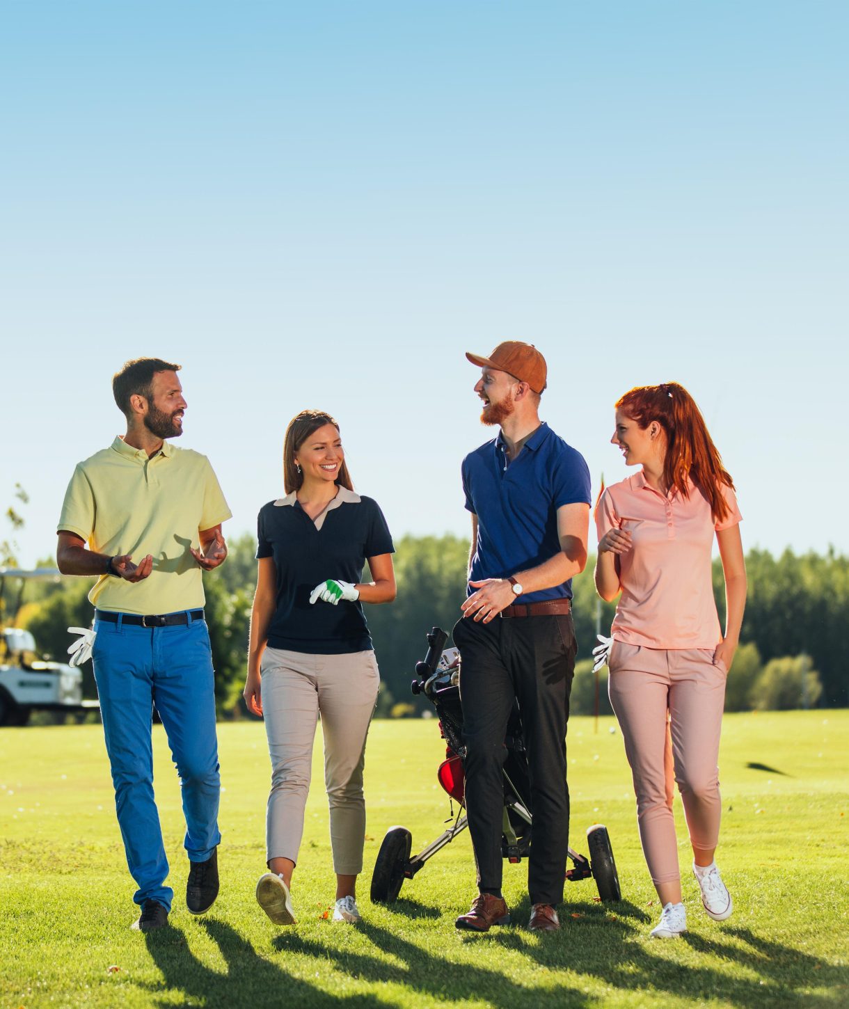 Golfer lining up a putt
